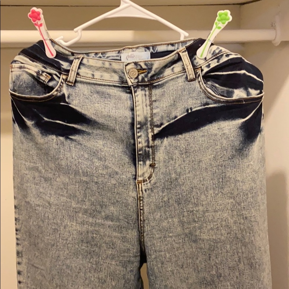 High waisted acid wash skinny jeans